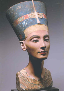 The painted bust of queen Nefertiti, found at Amarna in 1912, is currently in the Berlin Museums