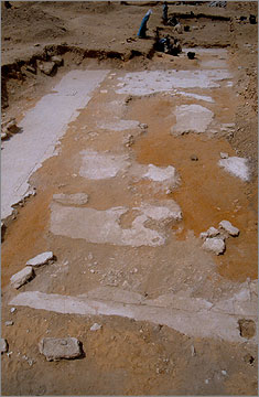 Gypsum foundation layer at the South Shrine, viewed towards the west