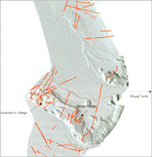 Map of the Amarna desert, showing the ancient road system and the locations of the Workmen’s Village and Stone Village