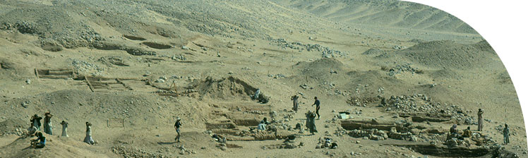 Excavation in progress in front of the Workmen's Village in 1983. In the centre is the front of the Main Chapel