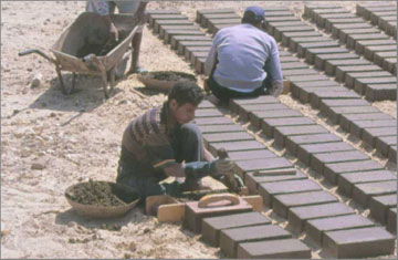 The making of new mud bricks